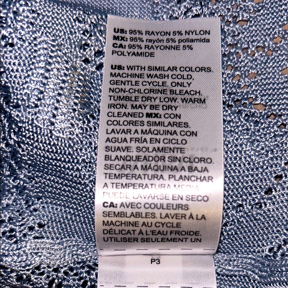 White House Black Market Pointelle Stitch 3/4 Sleeve Sweater M Blue - Picture 13 of 14